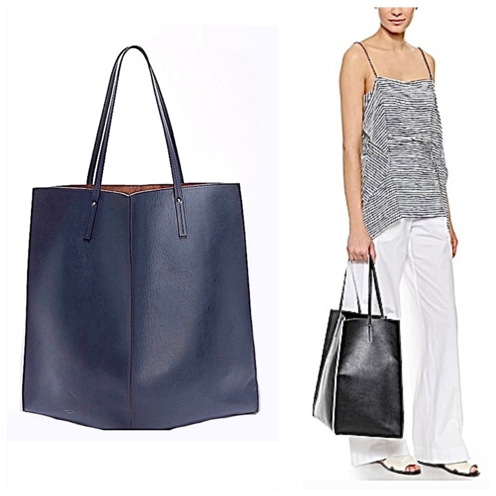 New Maiyet Sia Leather Shopper Maxi Tote Bag in Navy Blue